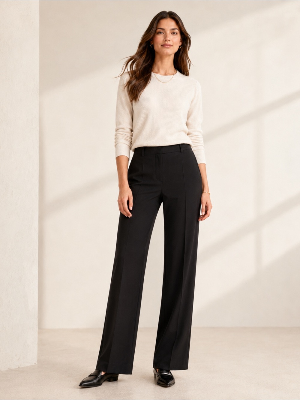 Theory Emery Tailor Black Wool Stretch Trouser Pants Size 10 Made USA